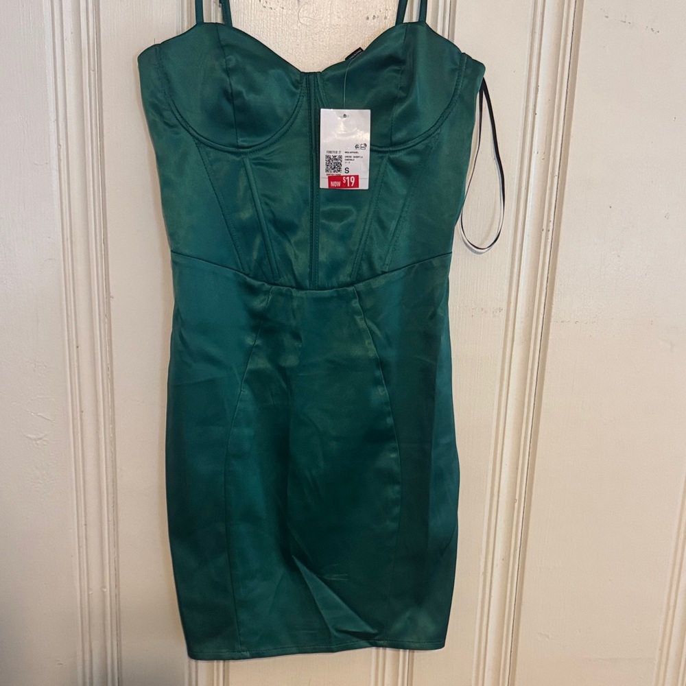Mini Green Satin Dress